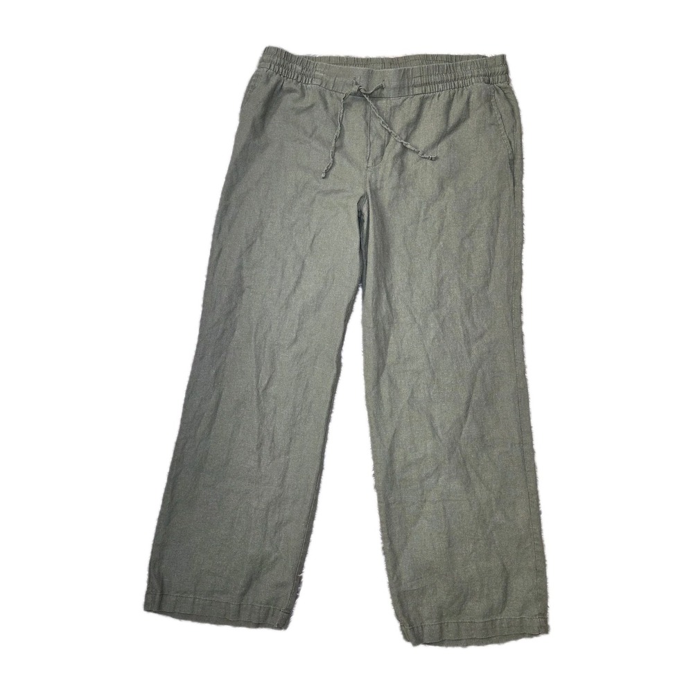 Relaxed Drawstring Linen Blend Pants - Olive